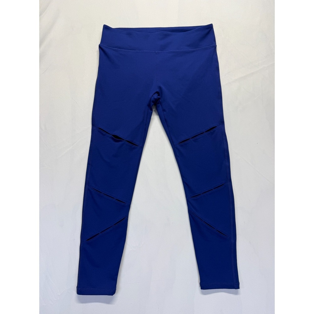 Fabletics Leggings Womens Large Royal Blue Slash Cutout Athletic Workout Yoga
